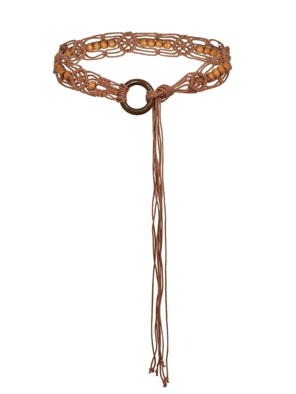 Women Boho Waist Belt Braided Rope Belts with Wooden Beads